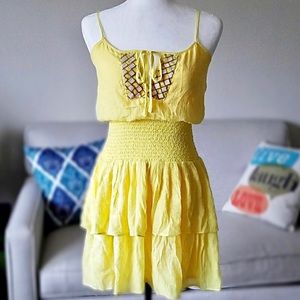 Bebe Yellow Bohemian Mini Dress